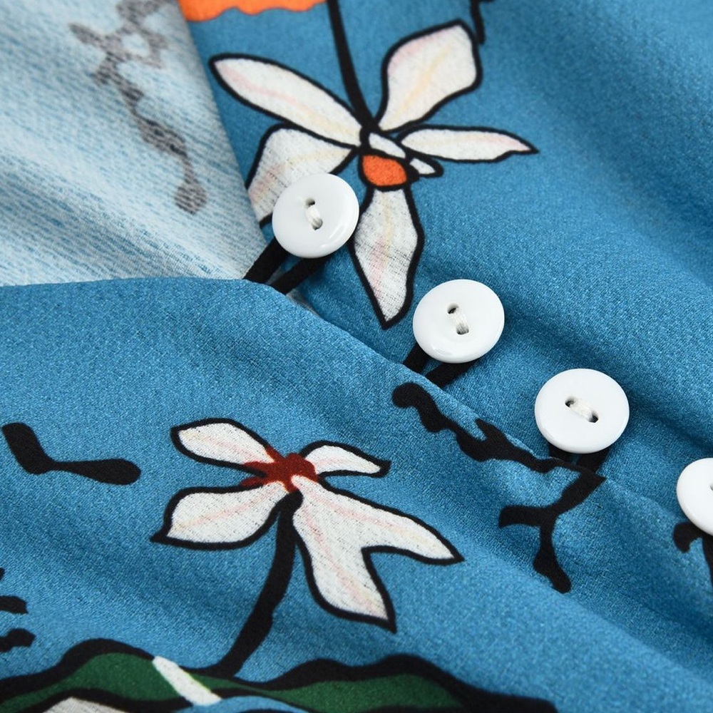 🆕Ocean Blue Floral Half Sleeve Maxi Dress - Picture 6 of 8